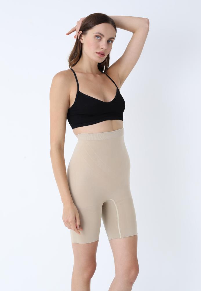 Burtiera Modelatori Scurți cu Talie înaltă,Culoare Bej, Engros